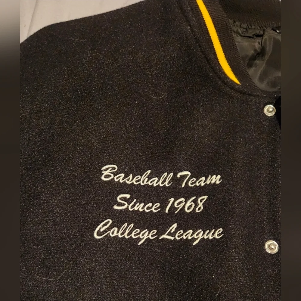 NOVA Kids Varsity Baseball Jacket Youth XL Size 18 Black Yellow Letterman Coat